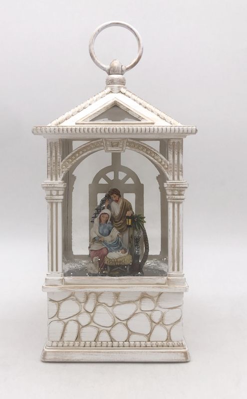 Snow Globe, Holy Family Lantern 9.5&quot; Musical