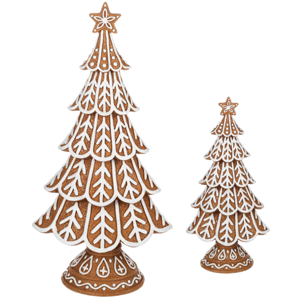 Tree, Gingerbread White Frosting Set/2   8&quot;/13&quot;
