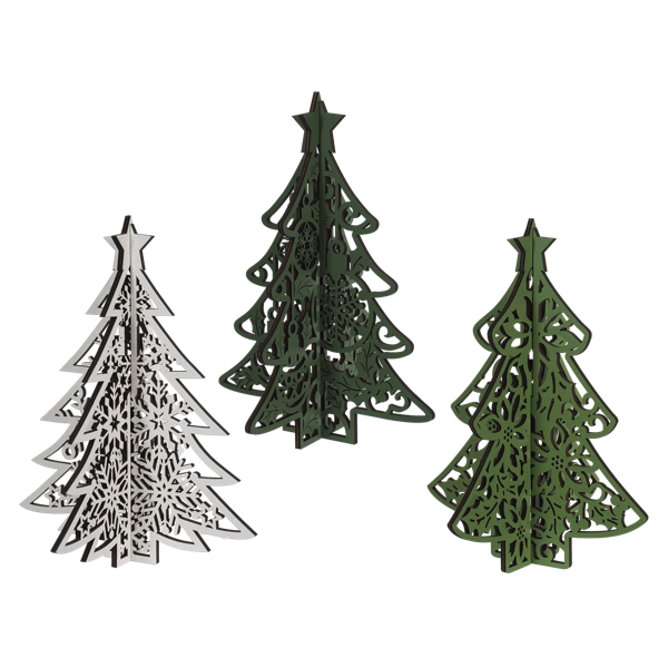 Tree, Laser Cut Wood 3 Asst