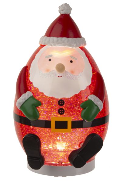 Snow Globe, Red Santa Sitting w/Cord LED