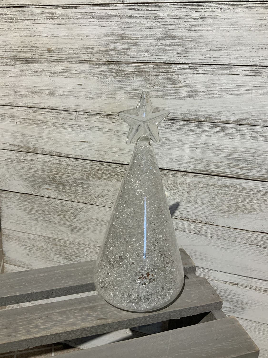 Lighted Tree, Glass White 6" WW B/O