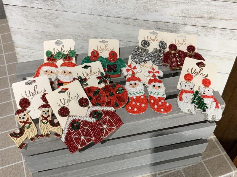 Earrings, Beaded Xmas character Asst Styles