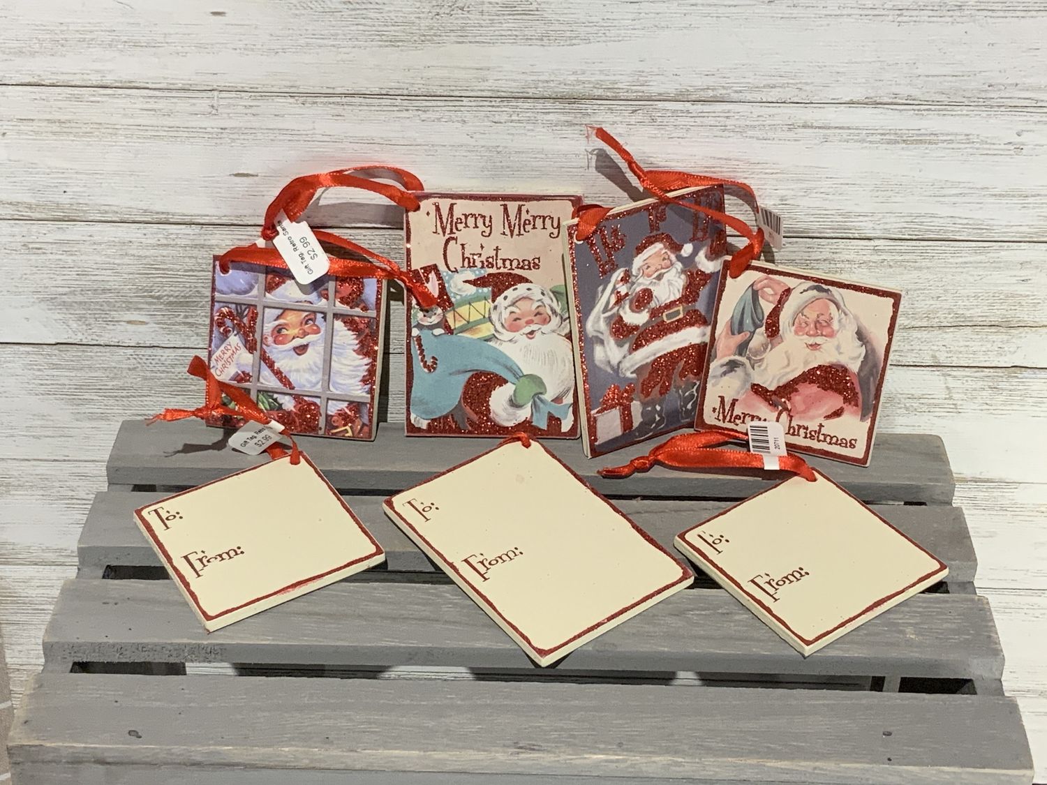 Gift Tag, Retro Santa