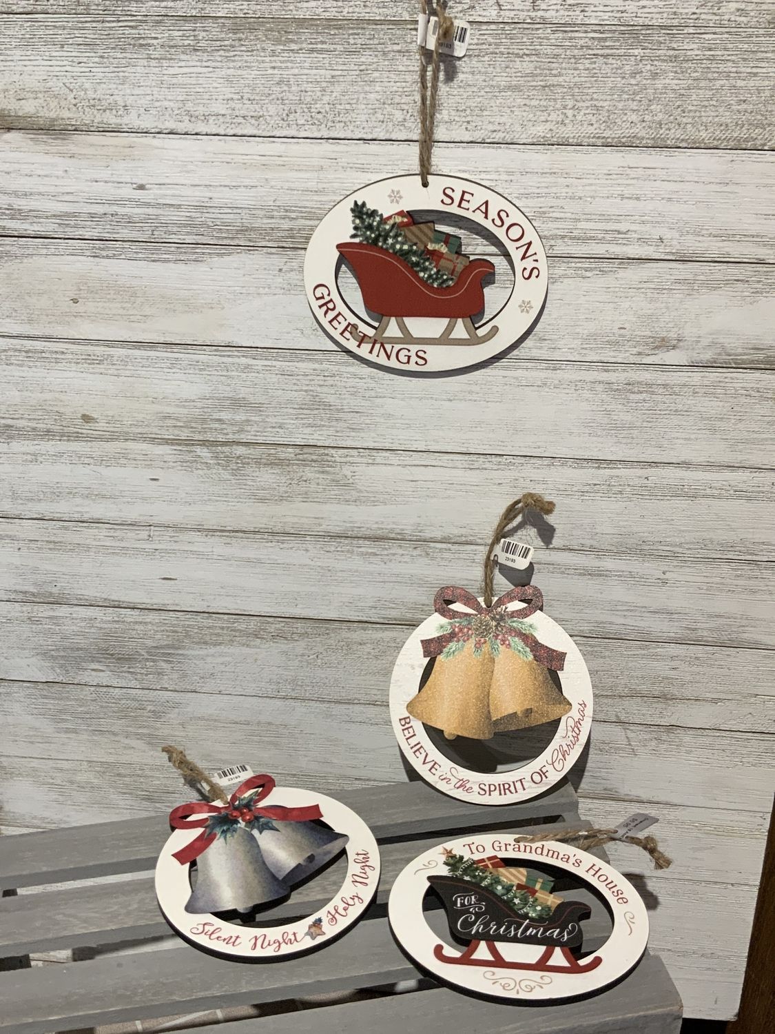 Ornament, Wood w/Phrase Asst