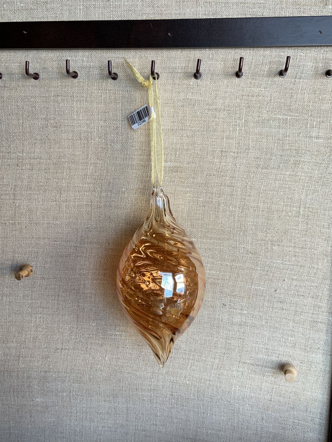 Ornament, Amber Swirl Ball 3"