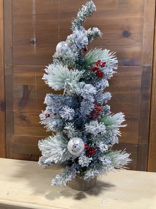 Tree, Snow Berry Flocked Xmas w/Ornaments