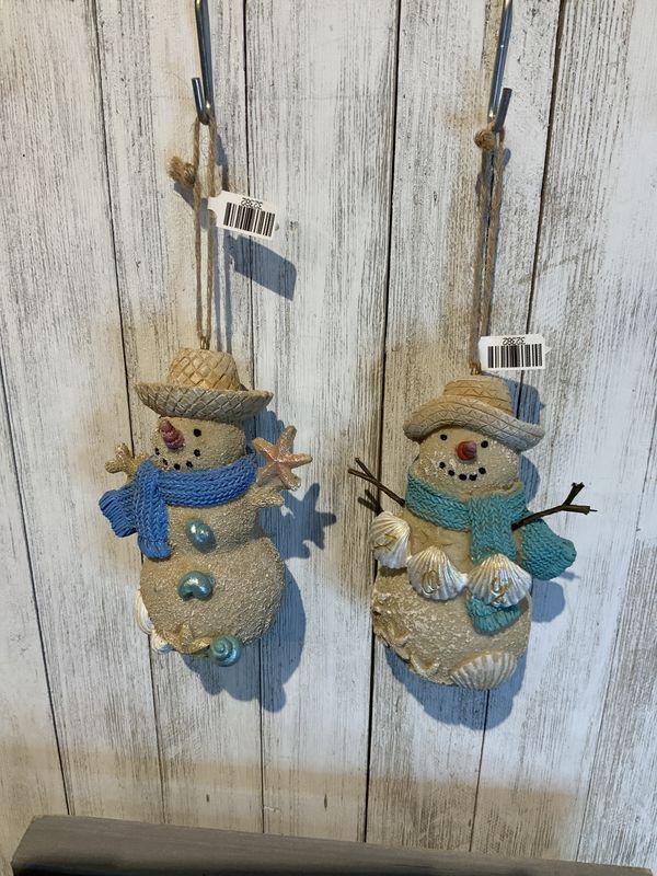 Ornament, Coastal Snowman 2 Asst 5&quot;