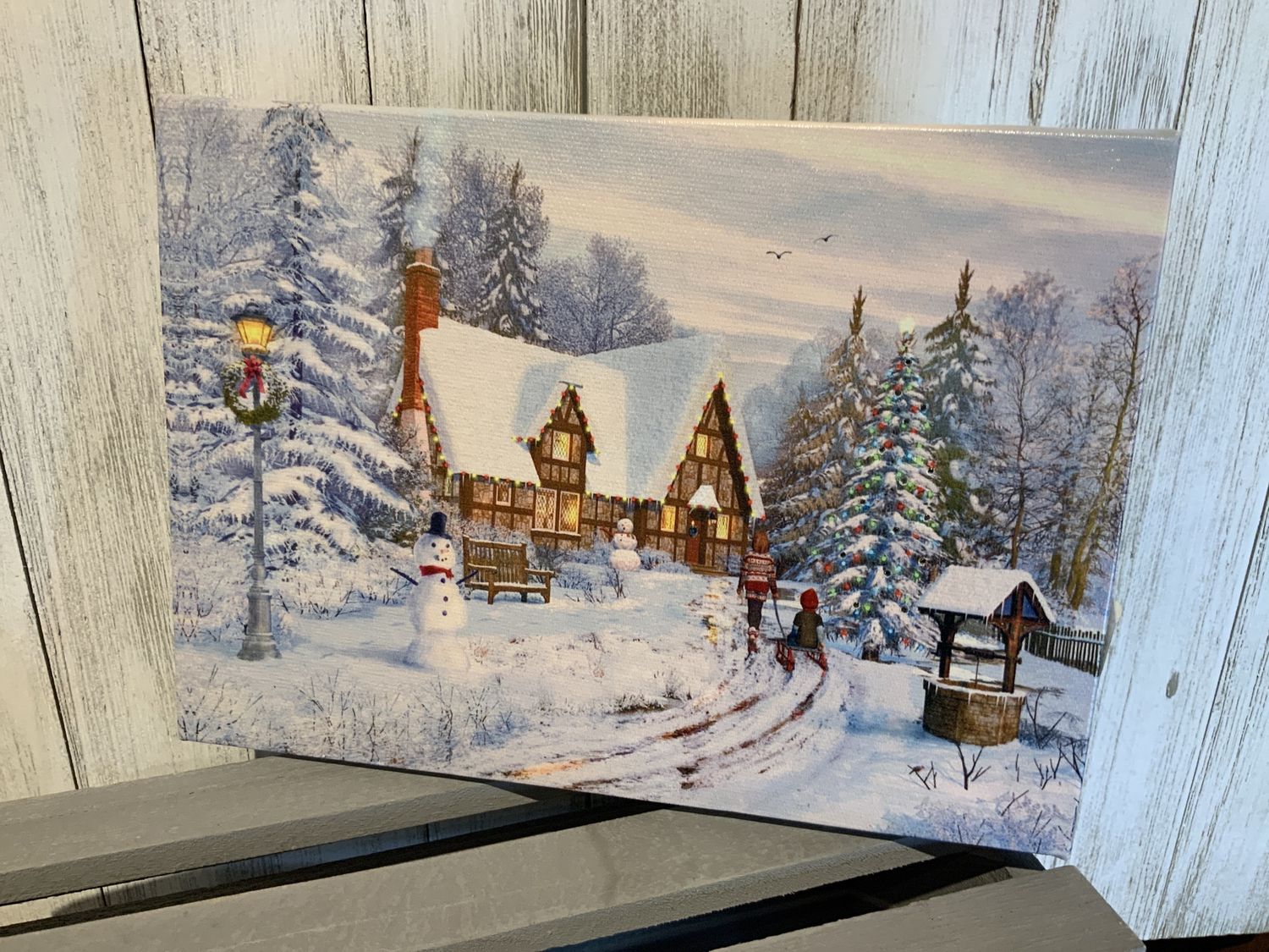 LED Canvas, Cottage wishing well