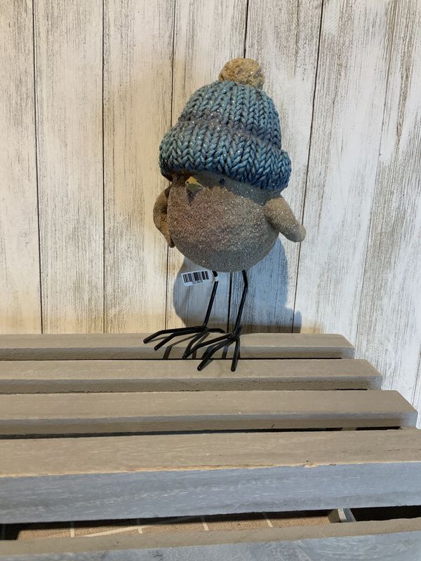 Bird, Woodland Standing w/Knit Hat 7&quot;