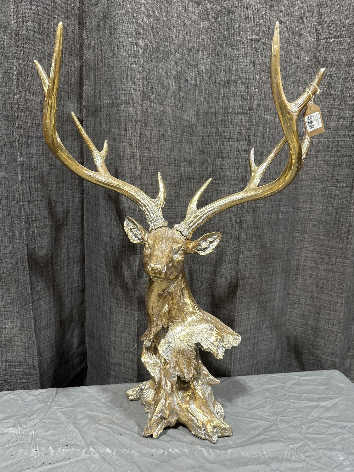 Figurine, Oversized Stag Head Gold Accent 24&quot;
