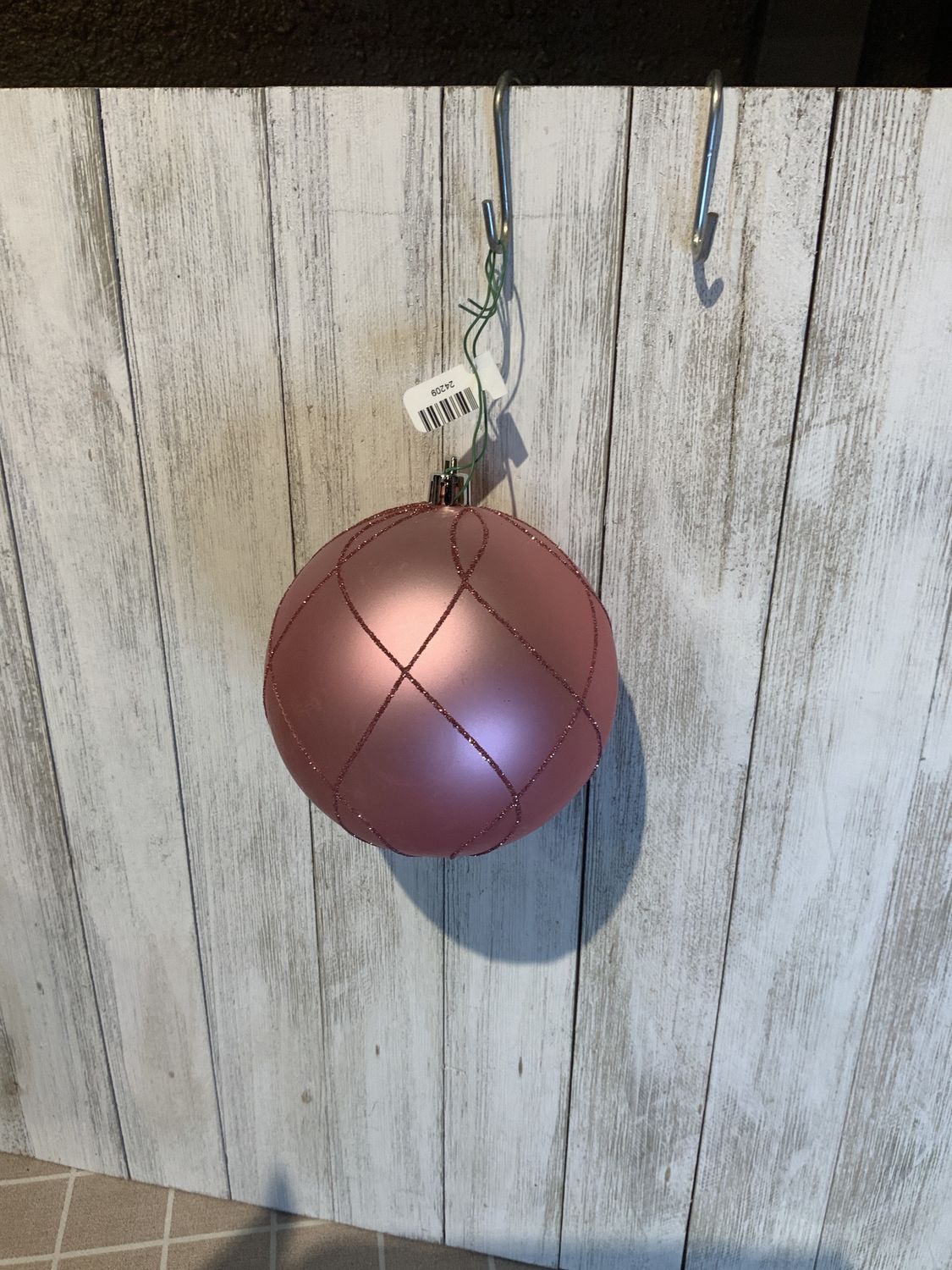 Ornament, Glitter Swirl Ball 4" Pink