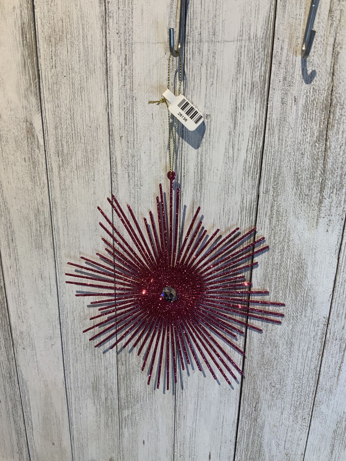 Ornament, Snowflake Burst 6.5" Fuschia