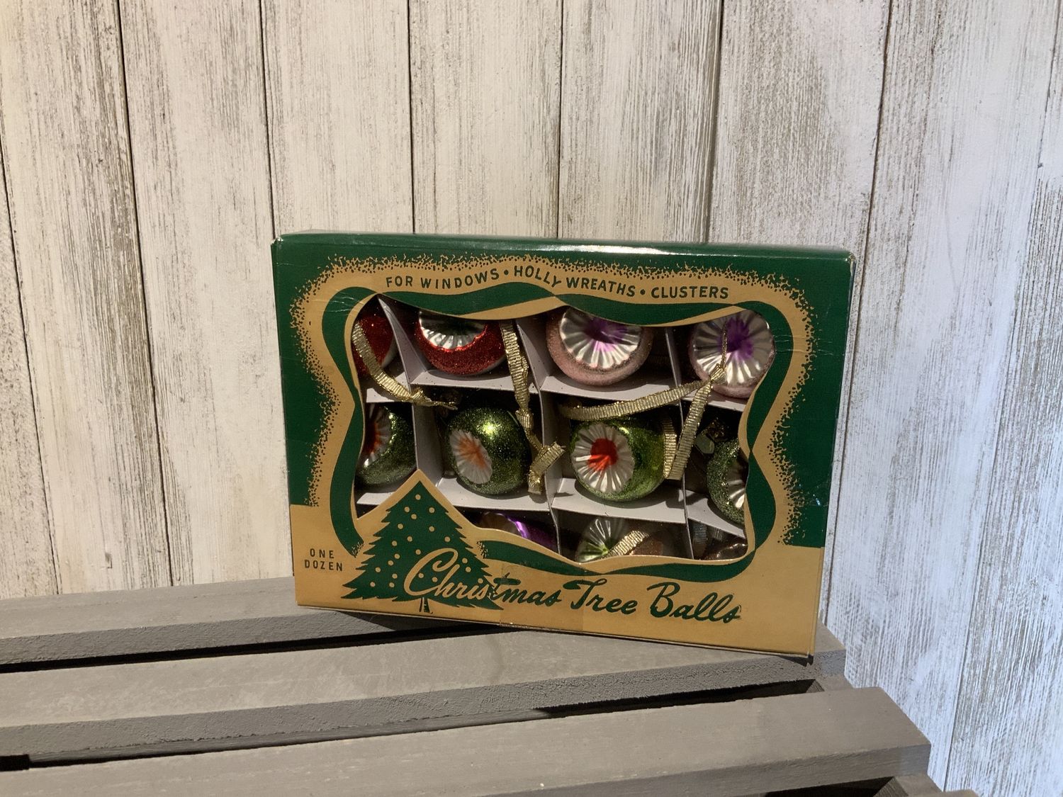 Ornaments, Retro Reflector Ball Set 12 Glass
