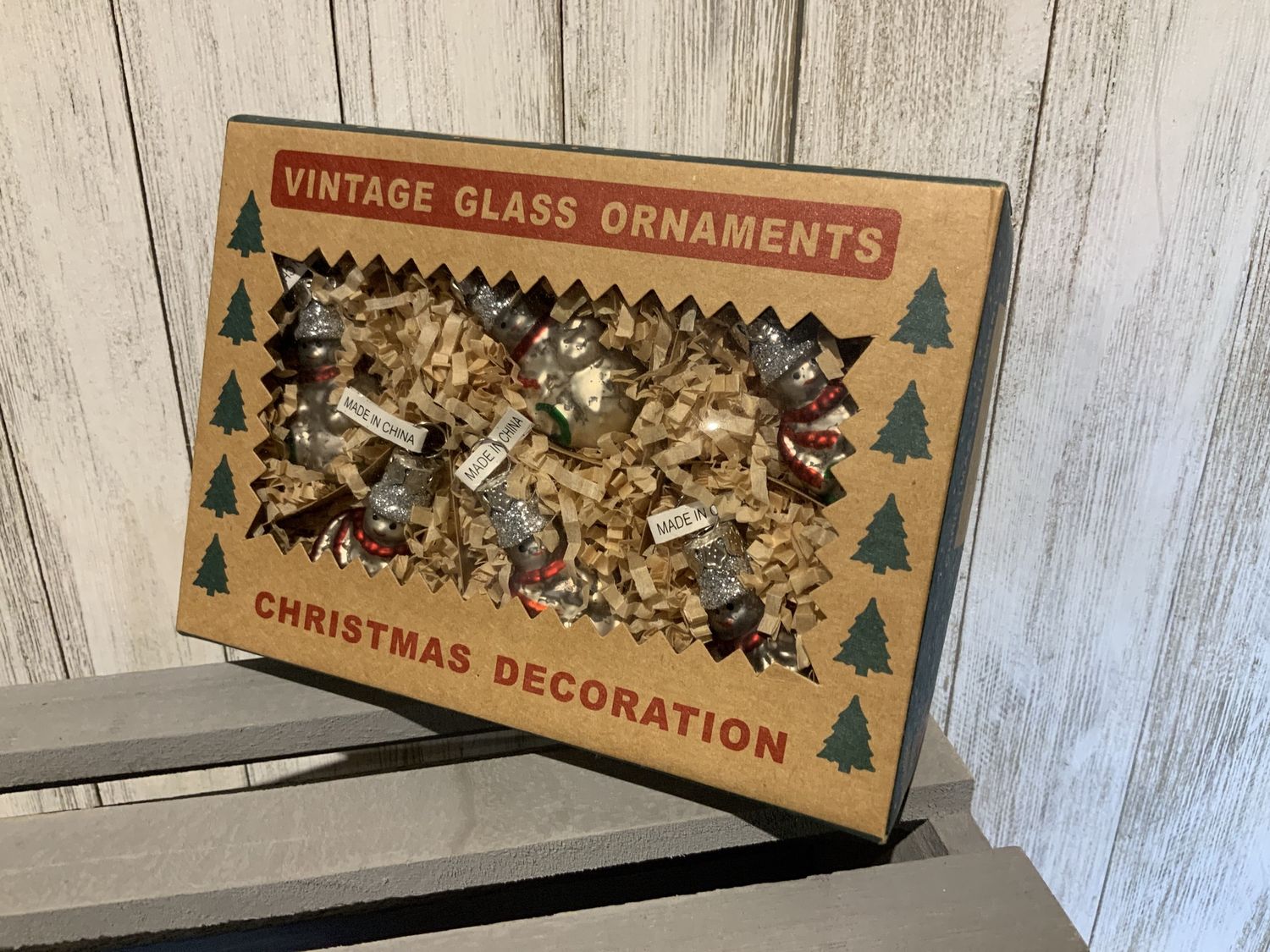 Ornament, Retro Snowman 6ct