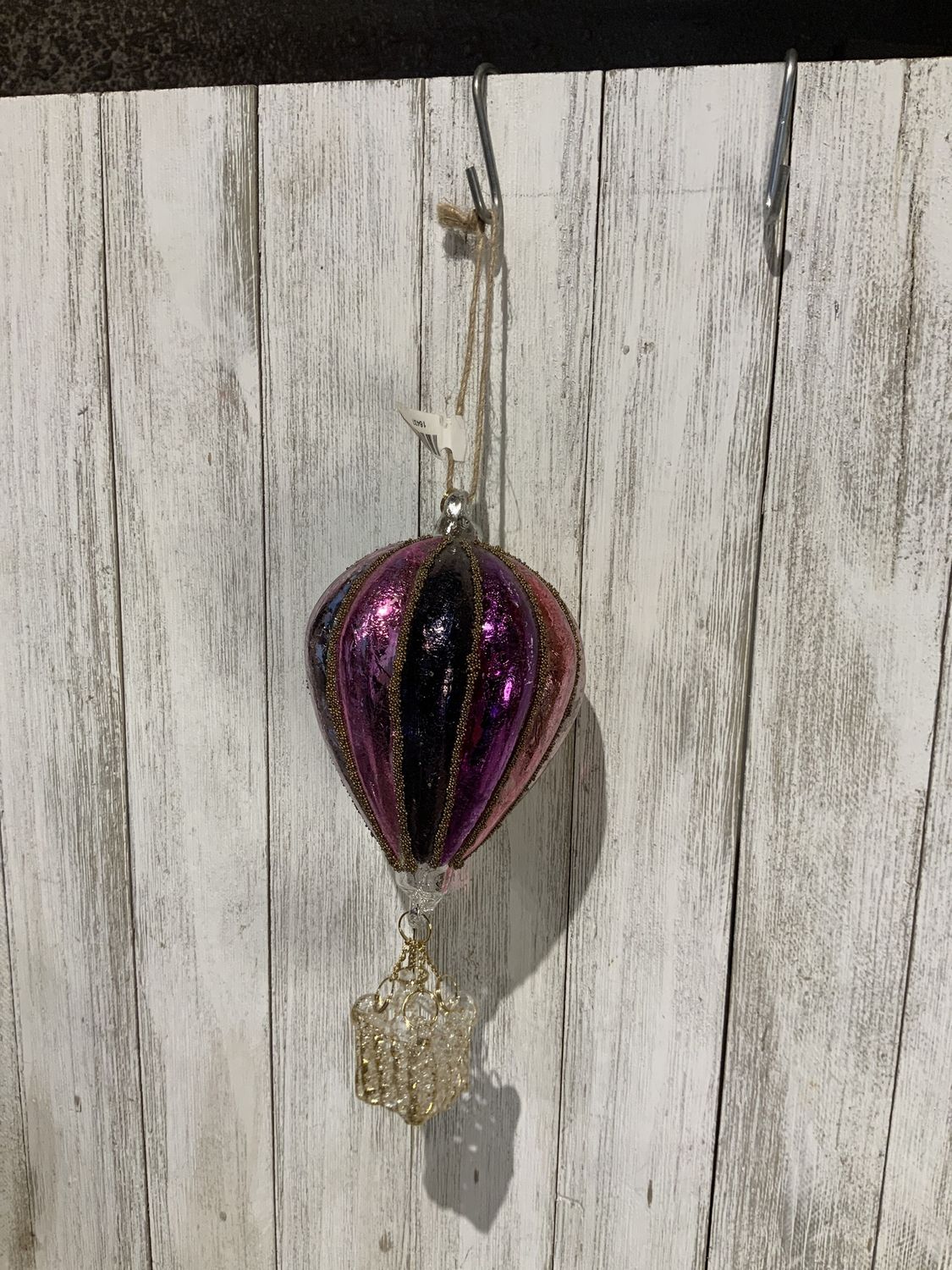 Ornament, Air Balloon Glass w/Bead
