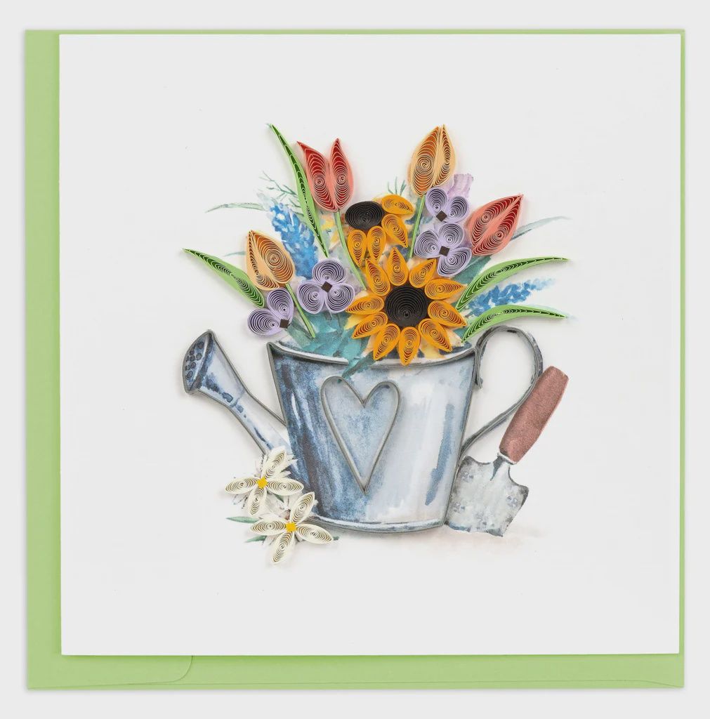 Quilling Card, Garden Watering Can