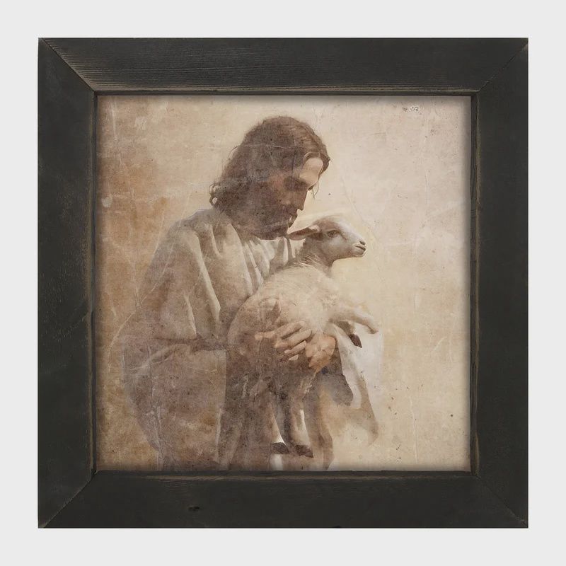 Picture, Jesus w/ a Lamb 14"x14"