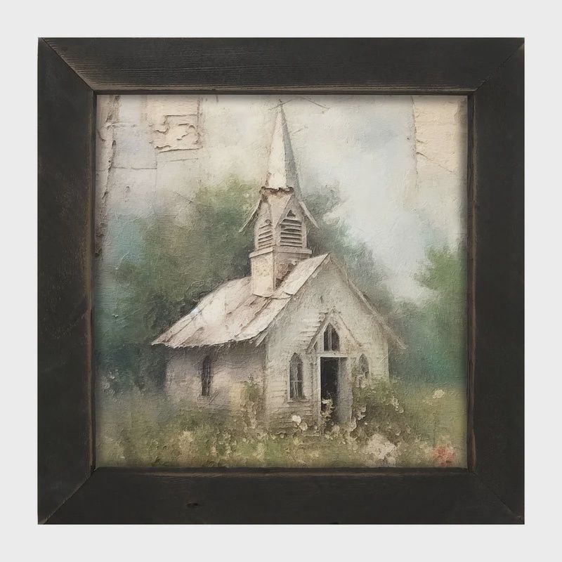 Picture, Old Country Church #2 14"x14'