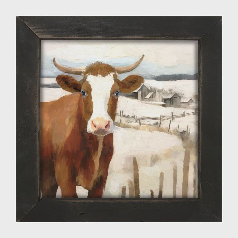 Picture, Cow Near Fence 14"x14"