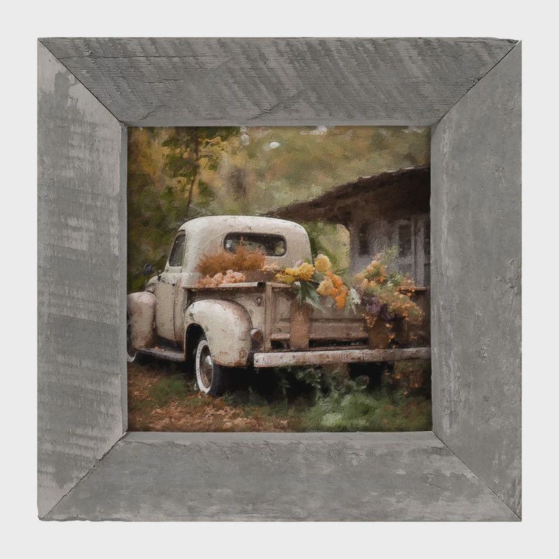 Picture, White Flower Truck 8"x8"