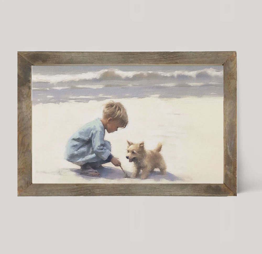 Picture, Boy w/Dog on Beach