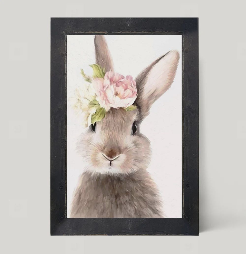 Picture, Bunny/Peonies 10x16 wd frm