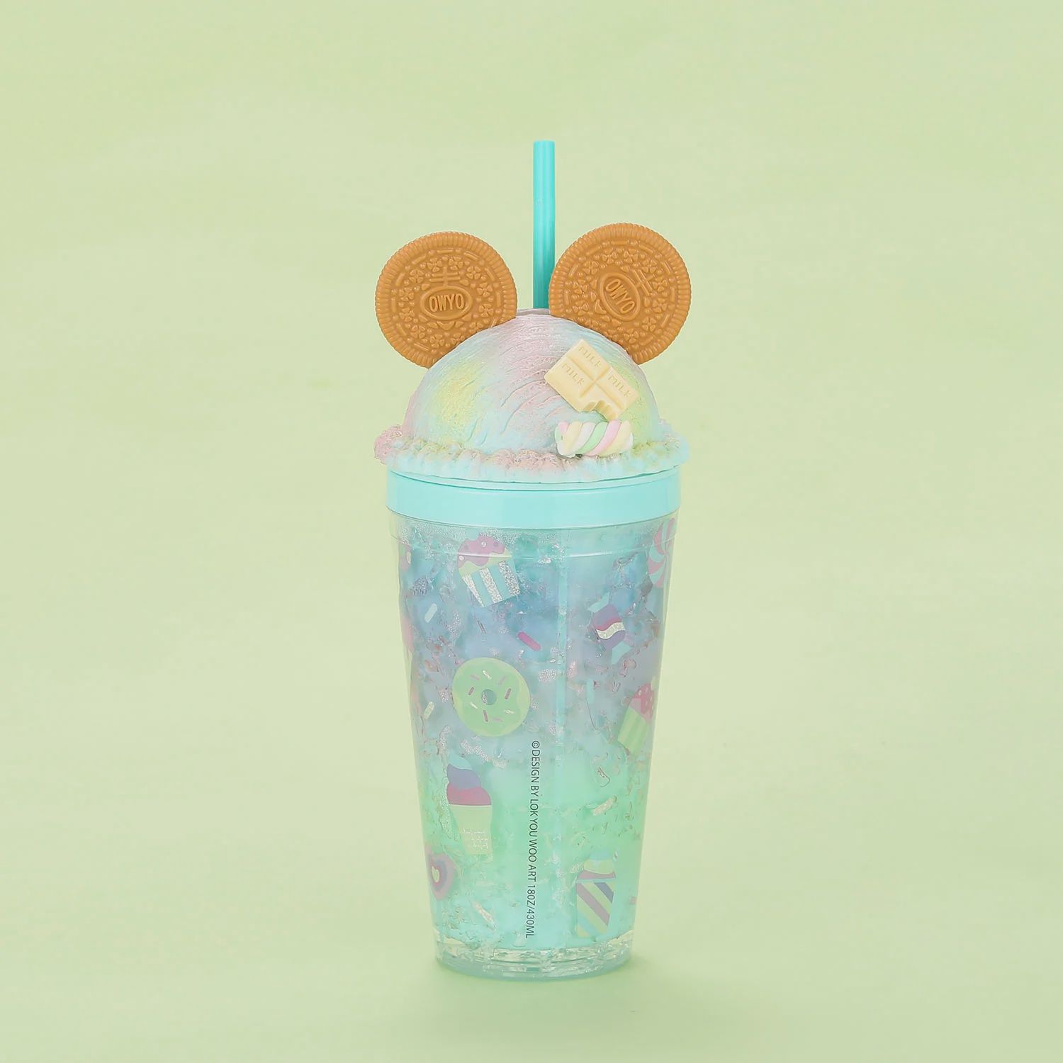 Tumbler, Cookie Mouse Ear Sweets Rainbow Blue