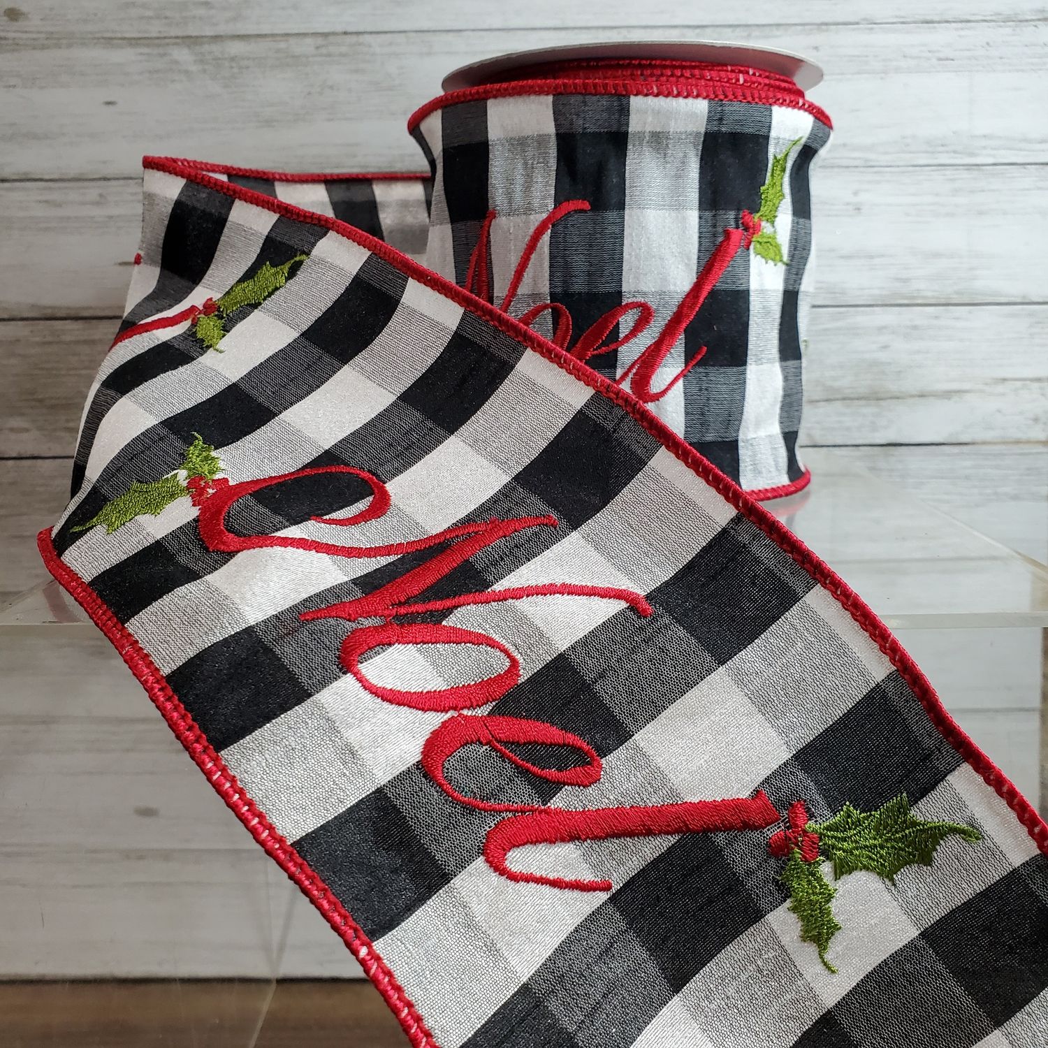 Ribbon, NOEL Checked blk/red/wht