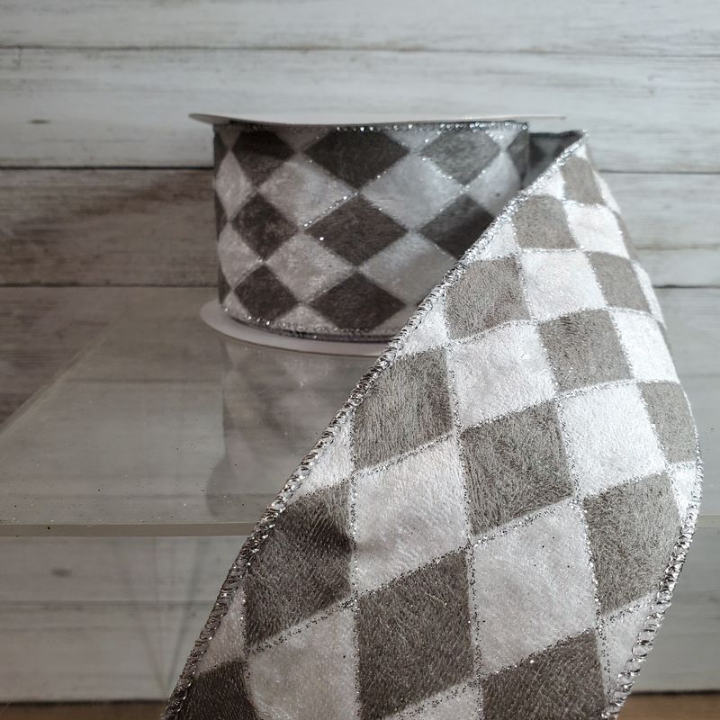 Ribbon, Velvet Checked 10yd slv/blk