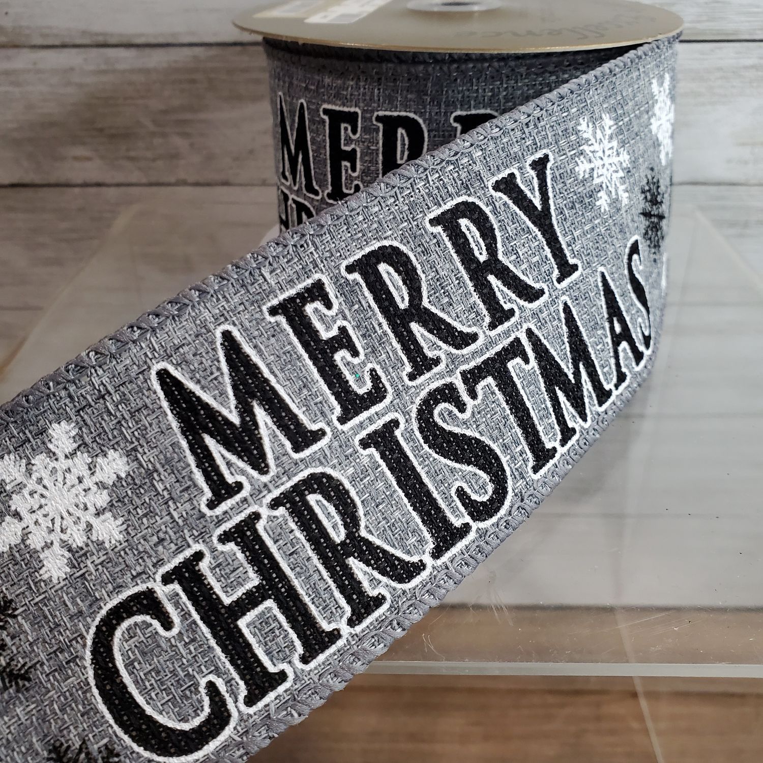 Ribbon, Merry Christmas B/W 2.5"