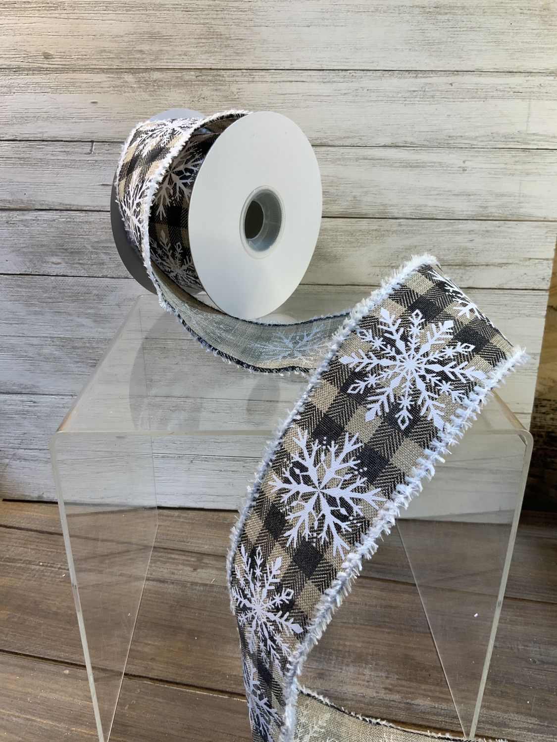 Ribbon, Blk/Natl Snowflake 2-1/2"x10y