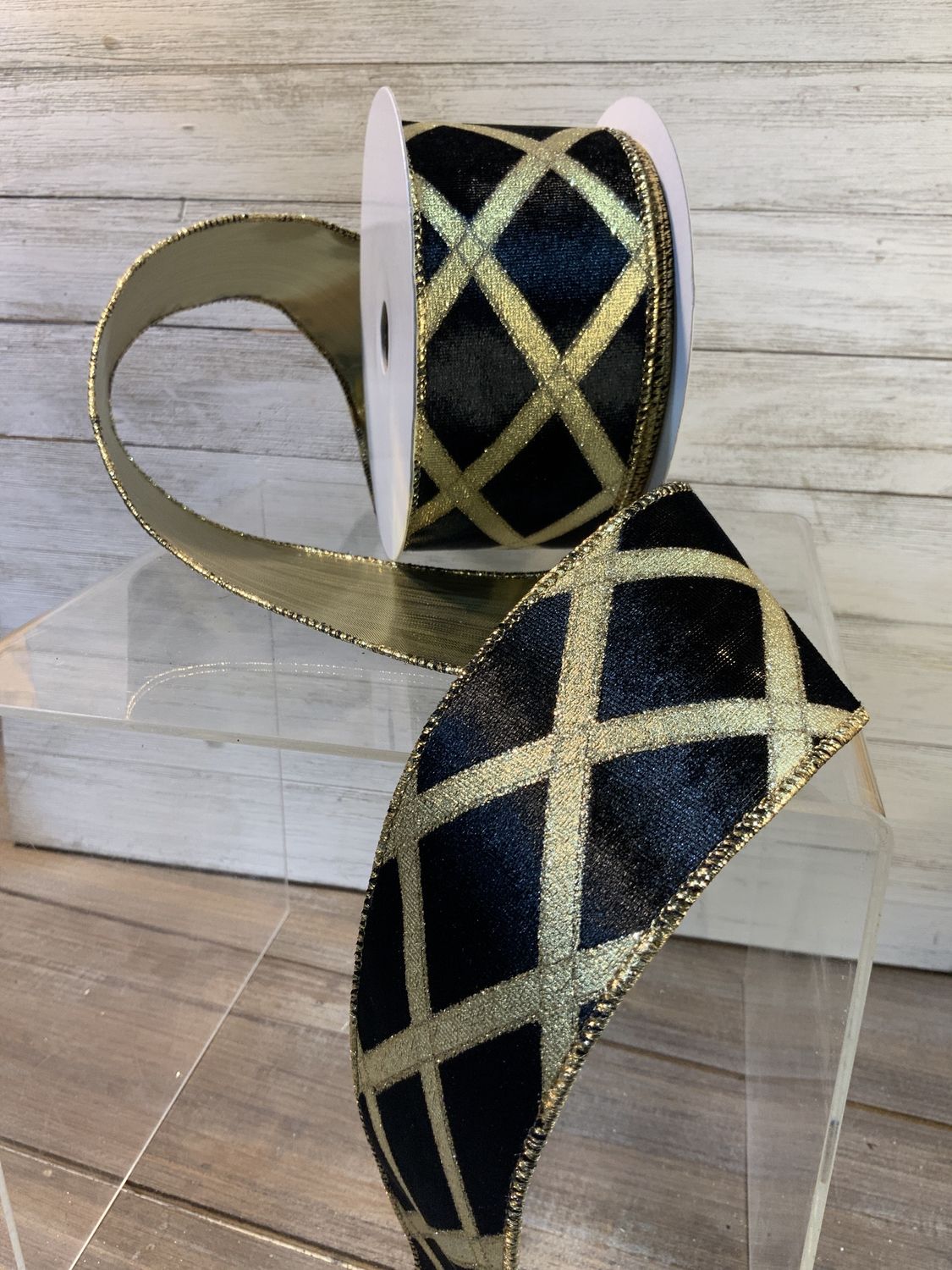 Ribbon, Metallic Velvet 2.5x10yblk/g