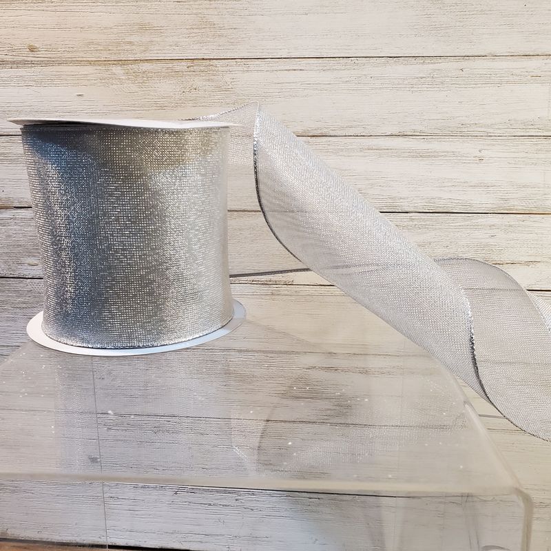 Ribbon, Spun Metal Silver 4&quot;x25yd