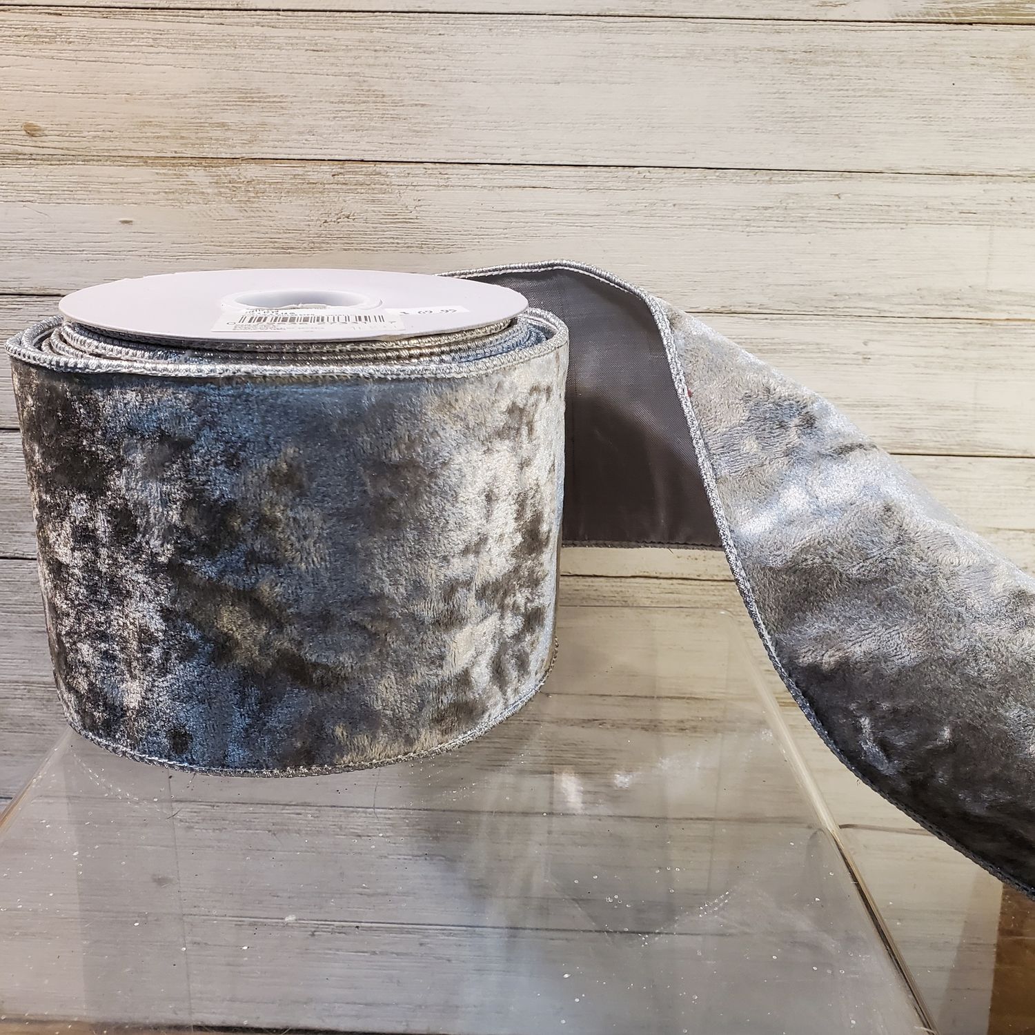 Ribbon, Grey Velvet 4"x10yd