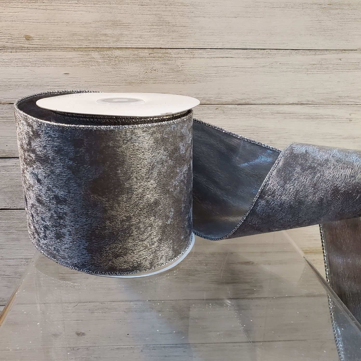 Ribbon, Silver Velvet Lux 4"x10y