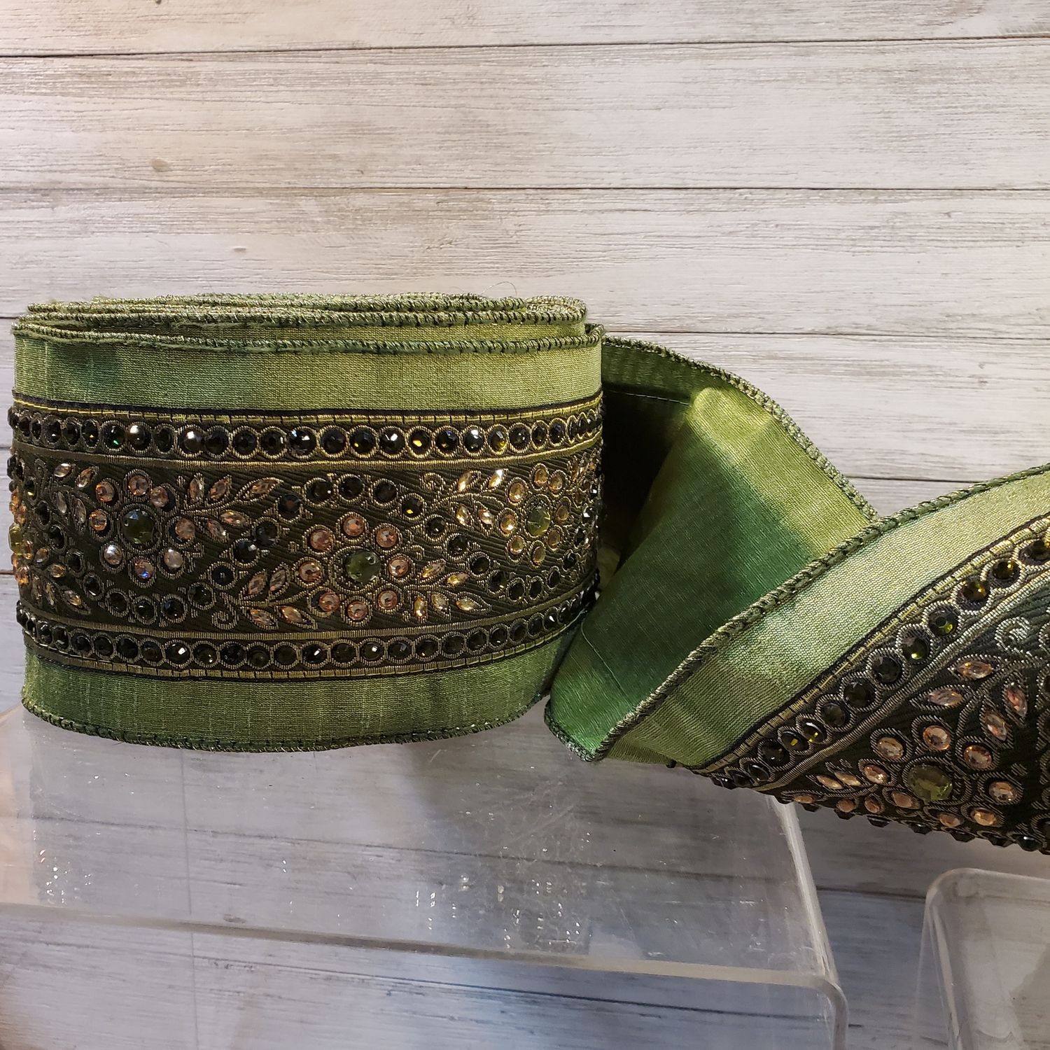 Ribbon, Patria Green 4inx10yd