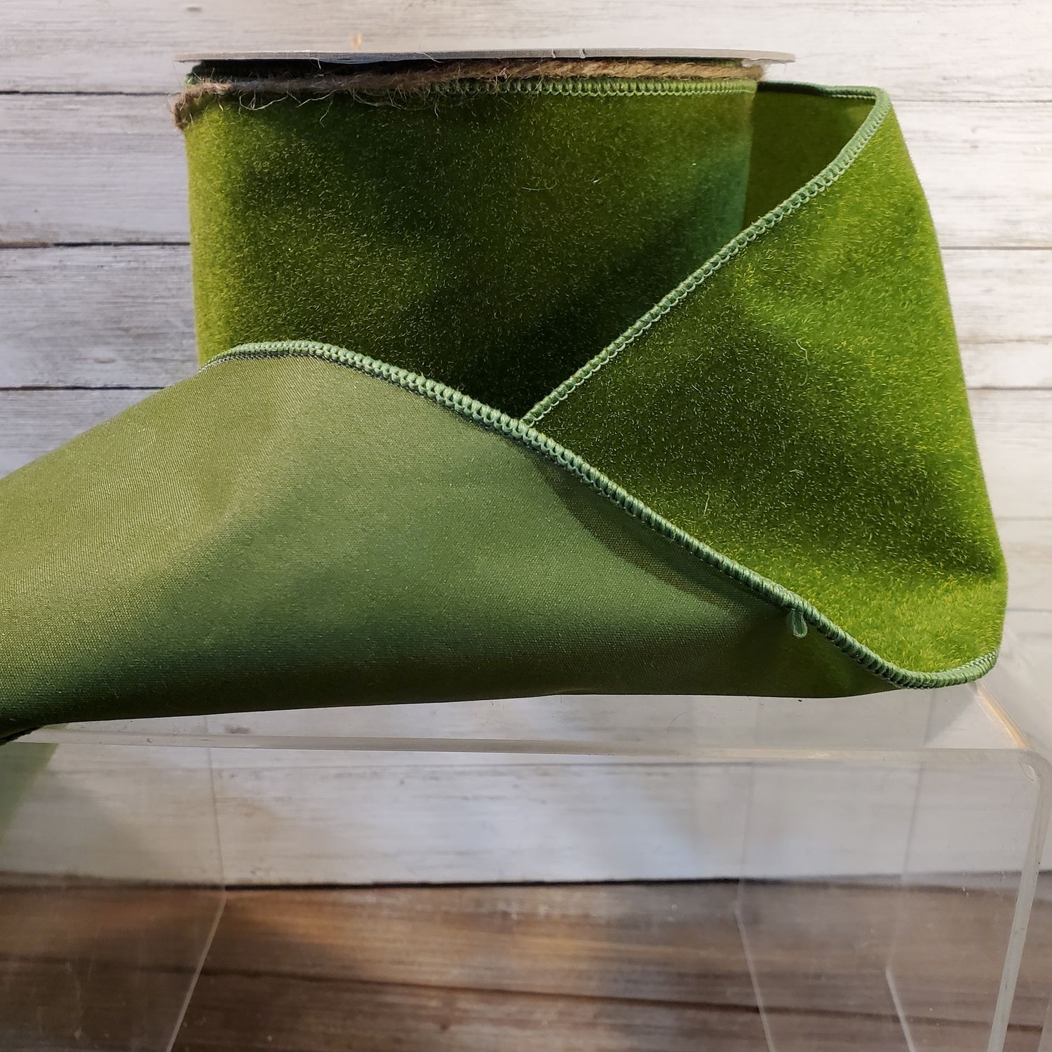 Ribbon, Faux Moss 4" green