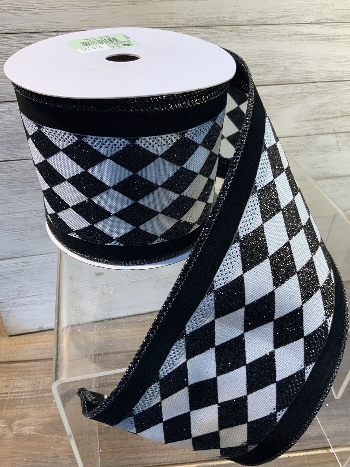 Ribbon, Diamond Checked Blk/white