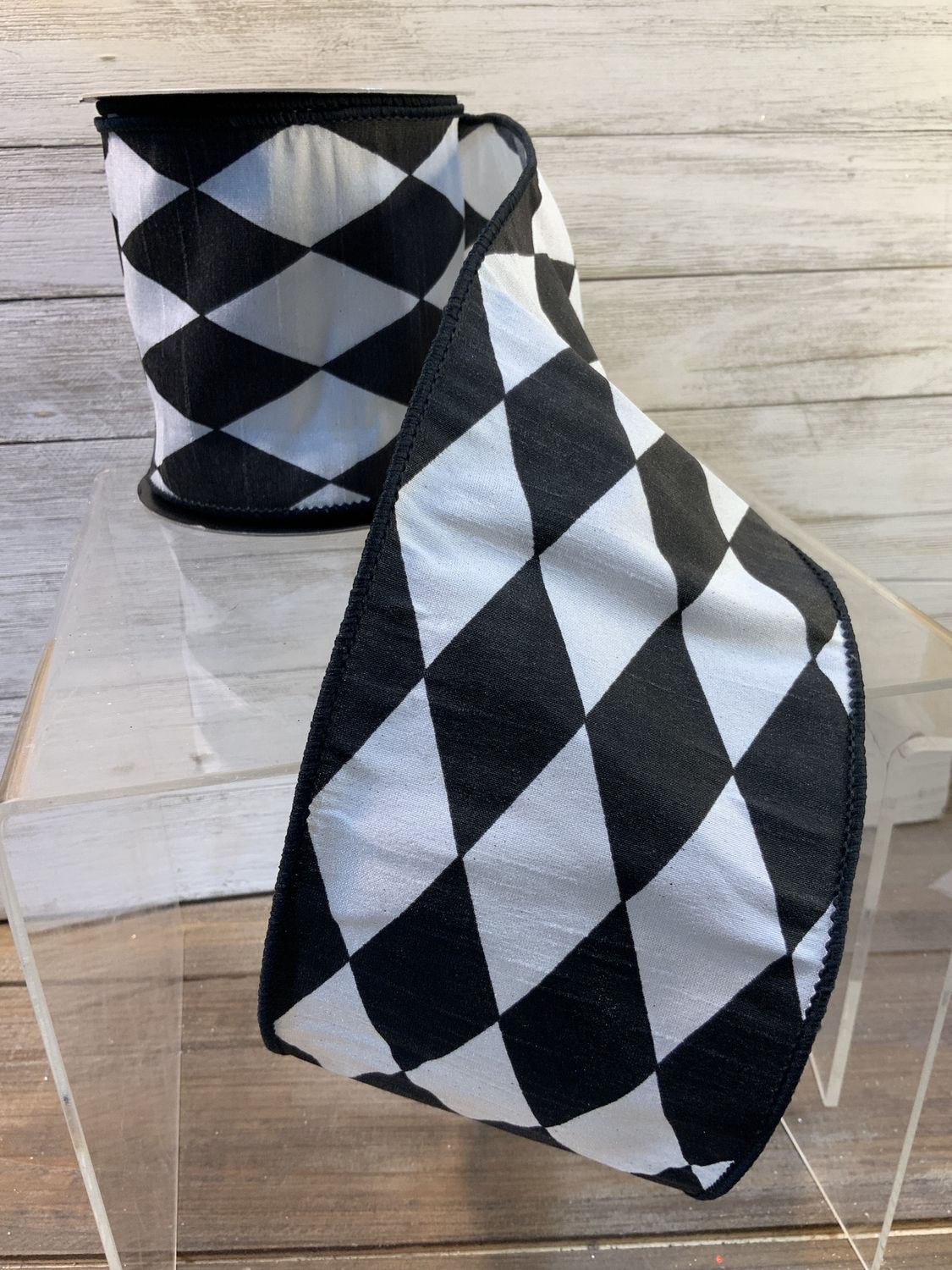 Ribbon, Harlequin Blk/wht 10yd