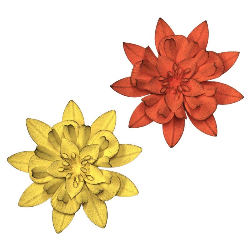 Magnet, Yellow or Orange Metal Flower 5&quot;