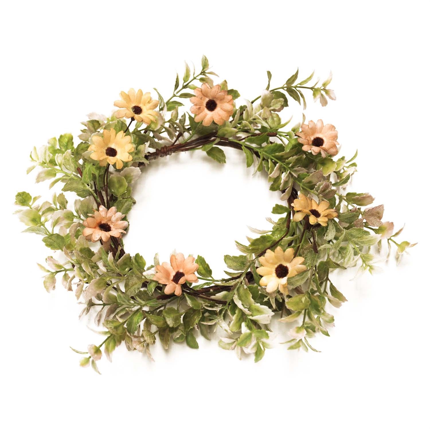 Candle Ring, Pink/Yellow Daisy 6"Inside