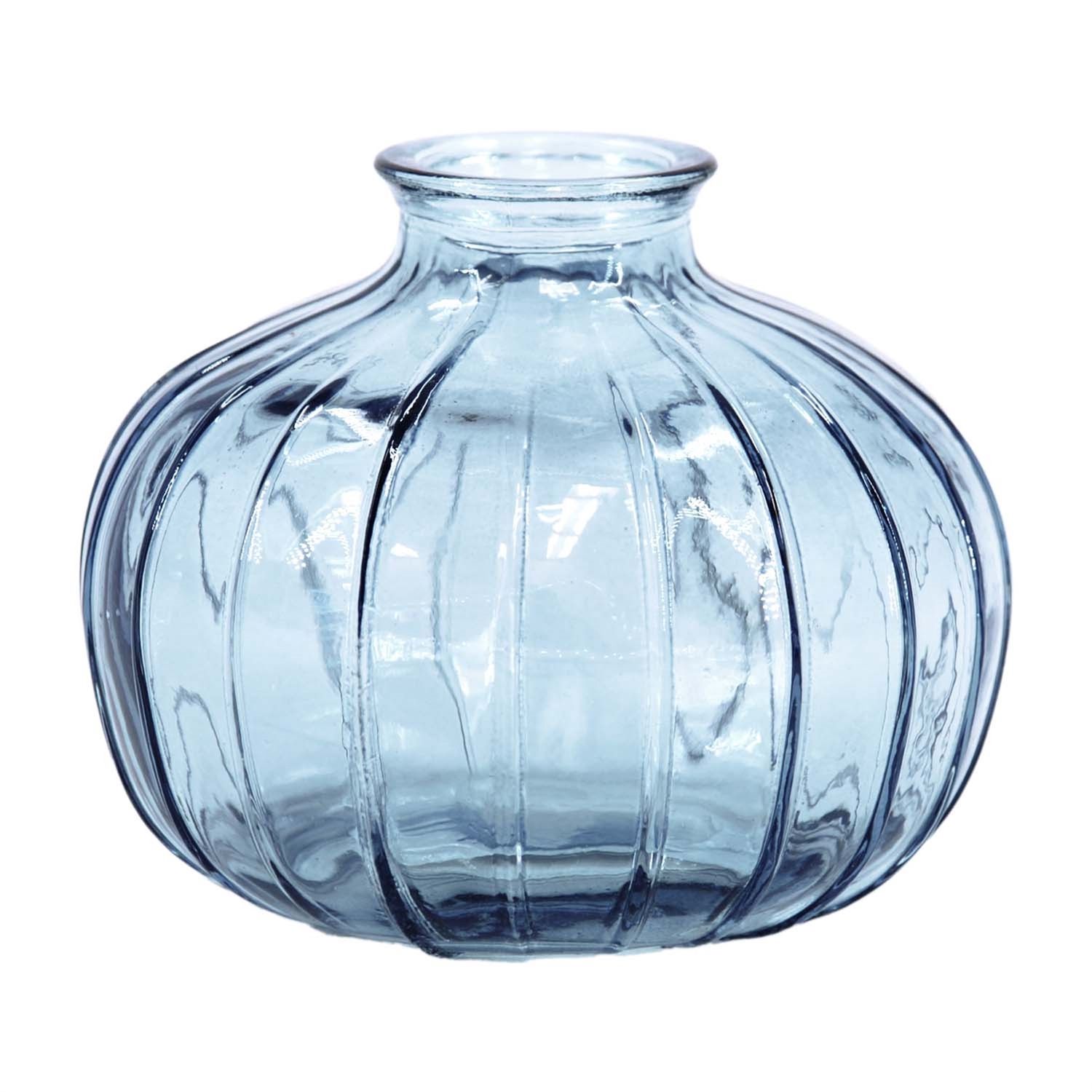 Jar, Blue Ribbed Glass 4.5"
