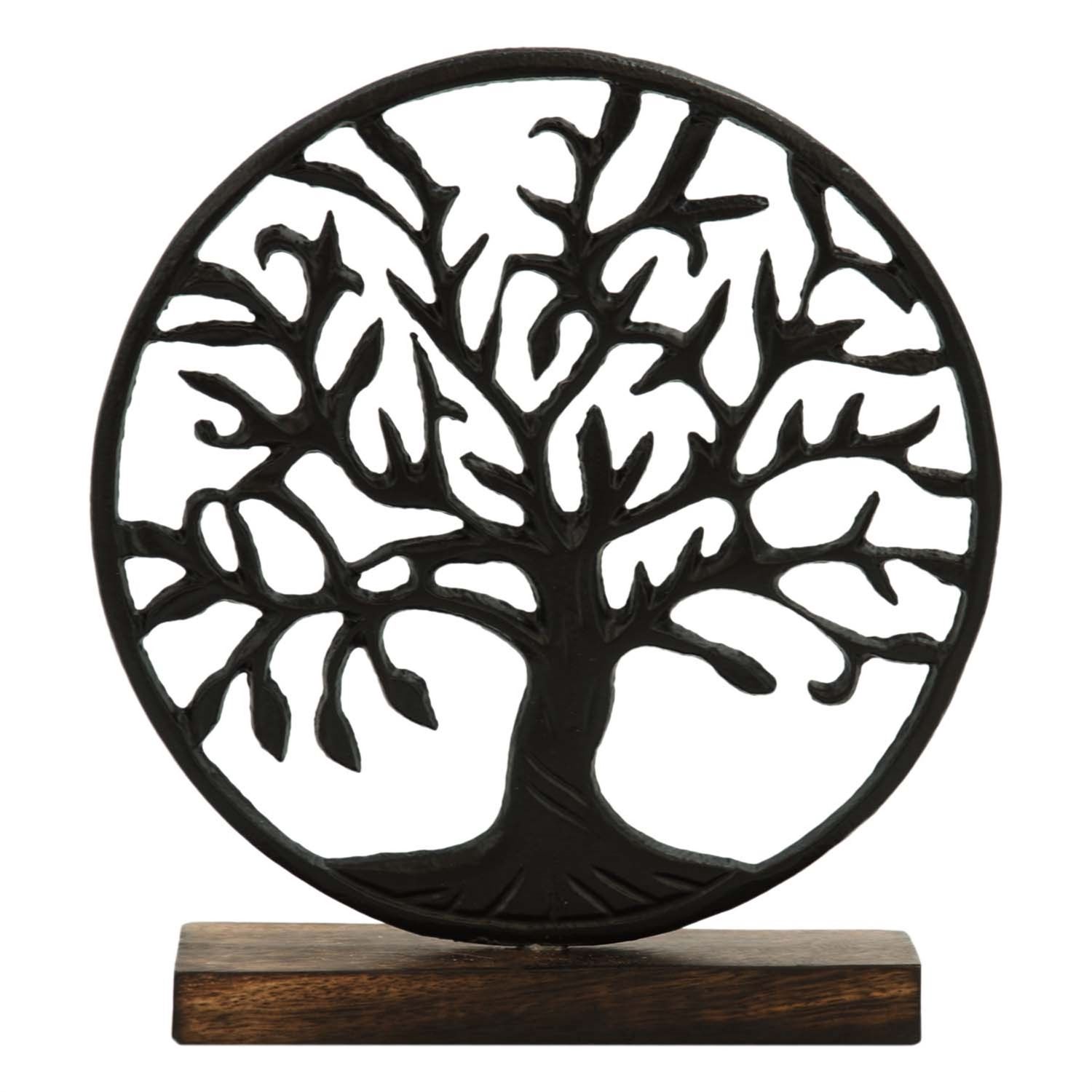 Decor, Metal Round Tree of Life on Stand 8"