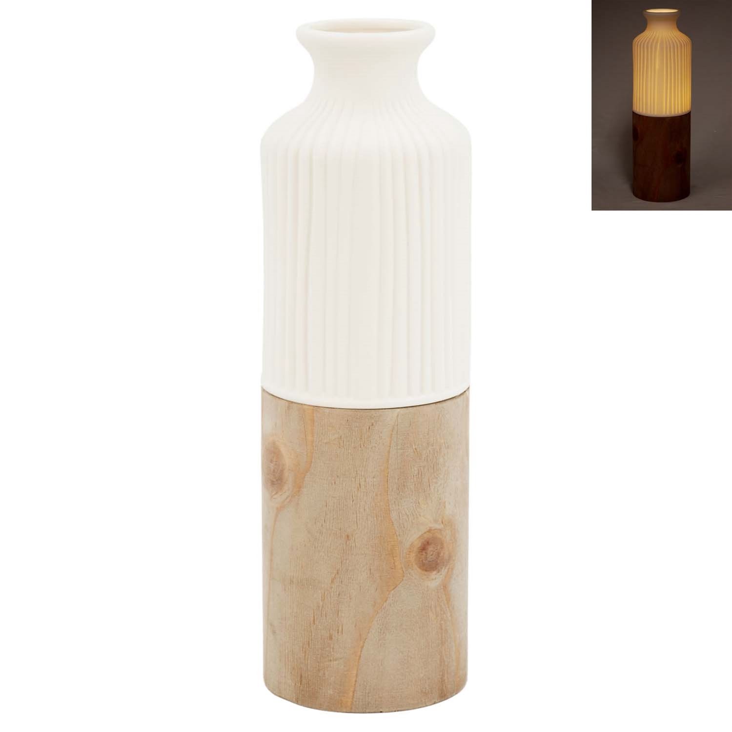 Vase, Natural/White 2 Layer Lighted 11"