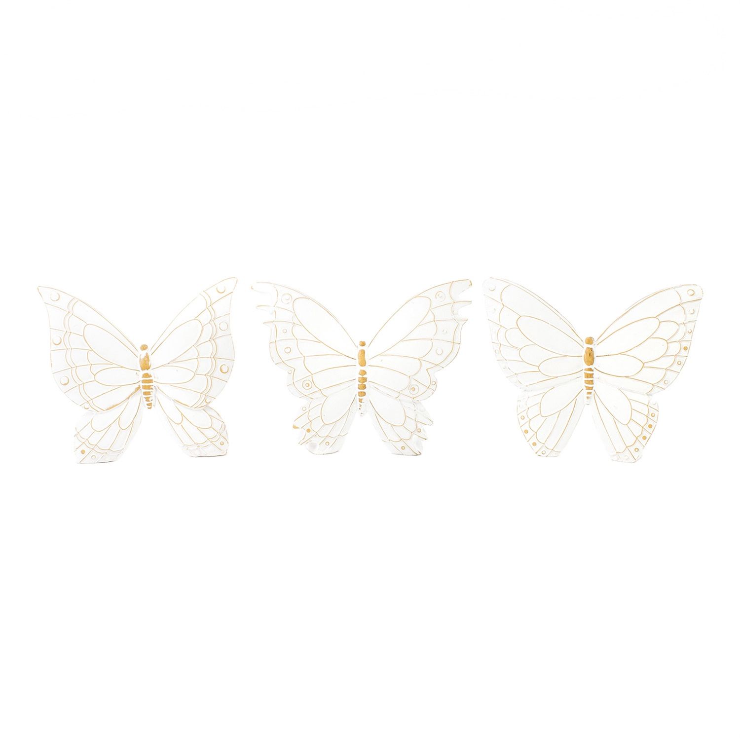 Figurine, White Resin Butterfly 6"