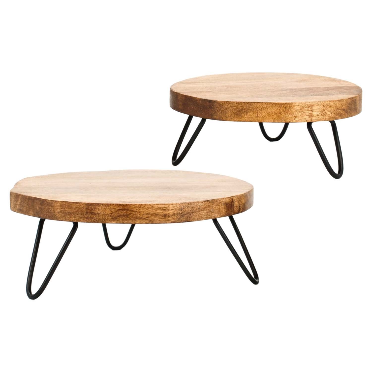 Stand, Thick Wood w/Metal Legs 2 Sizes