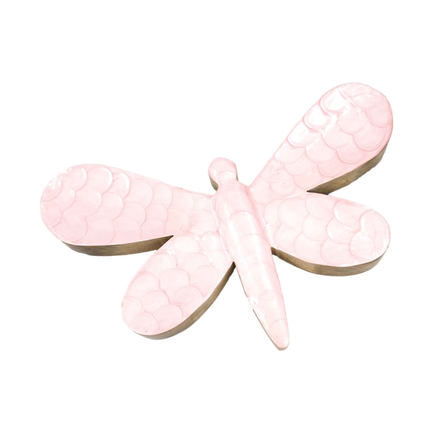 Wall Decor, SM Pink Scalloped Enamel Dragonfly 6x12