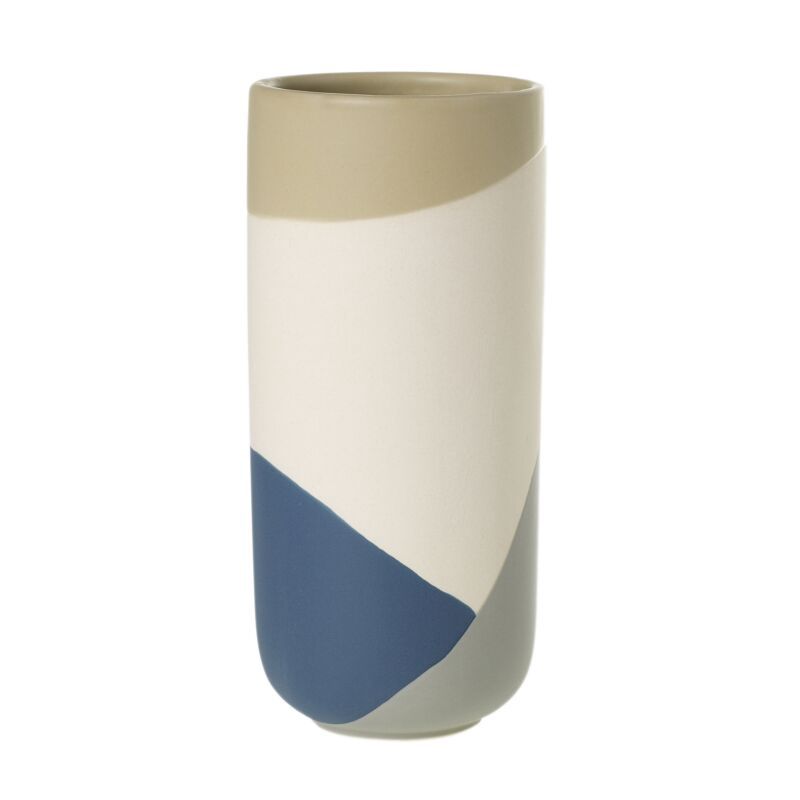 Vase, Blue/Gray Colorblock 3.75"x7.75"