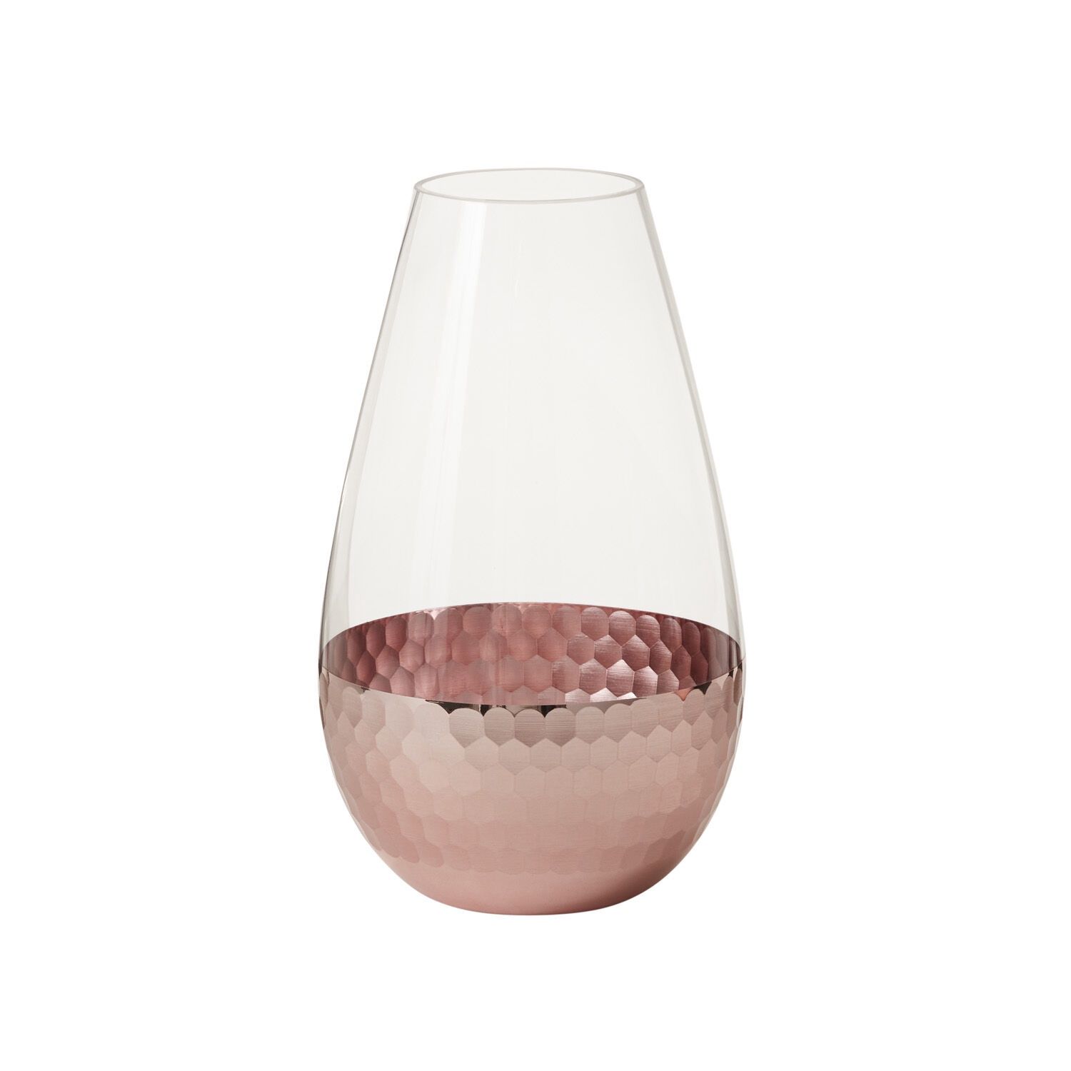 Vase, Rose Gold Tapered 5.75"x10" Glass