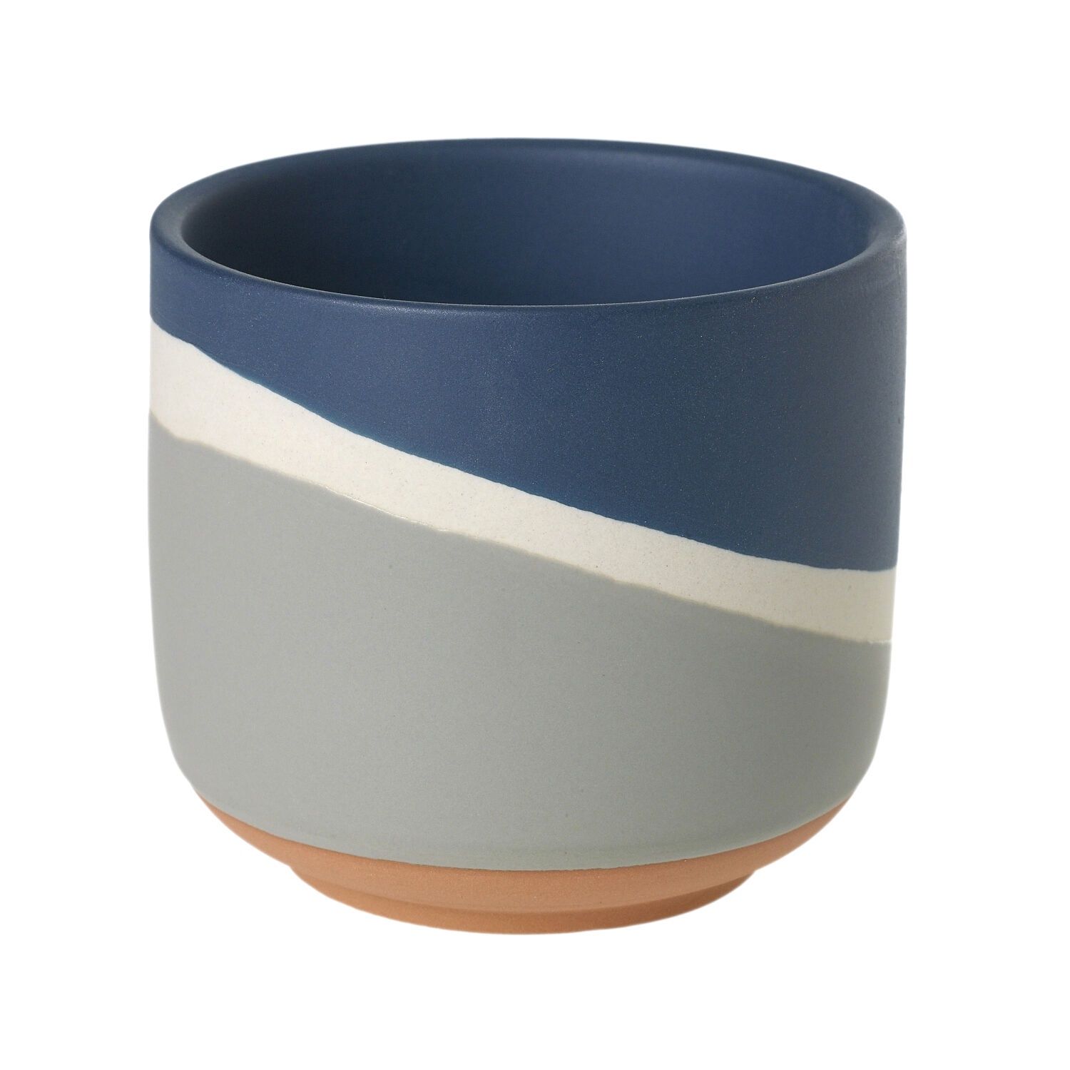 Pot, Blue/Gray Slanted Terra Cotta 3.5"x4"